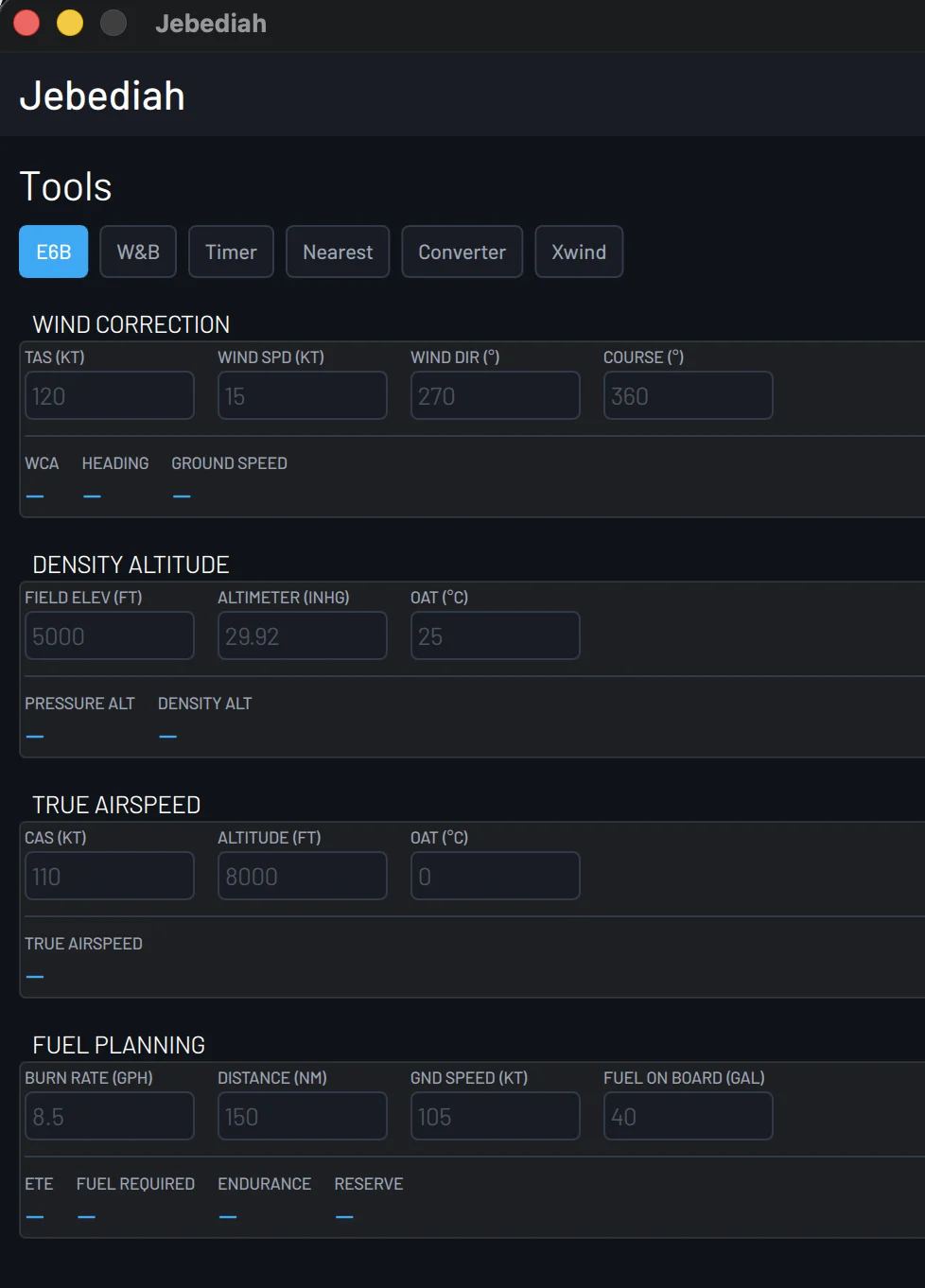 E6B functionalities built-in